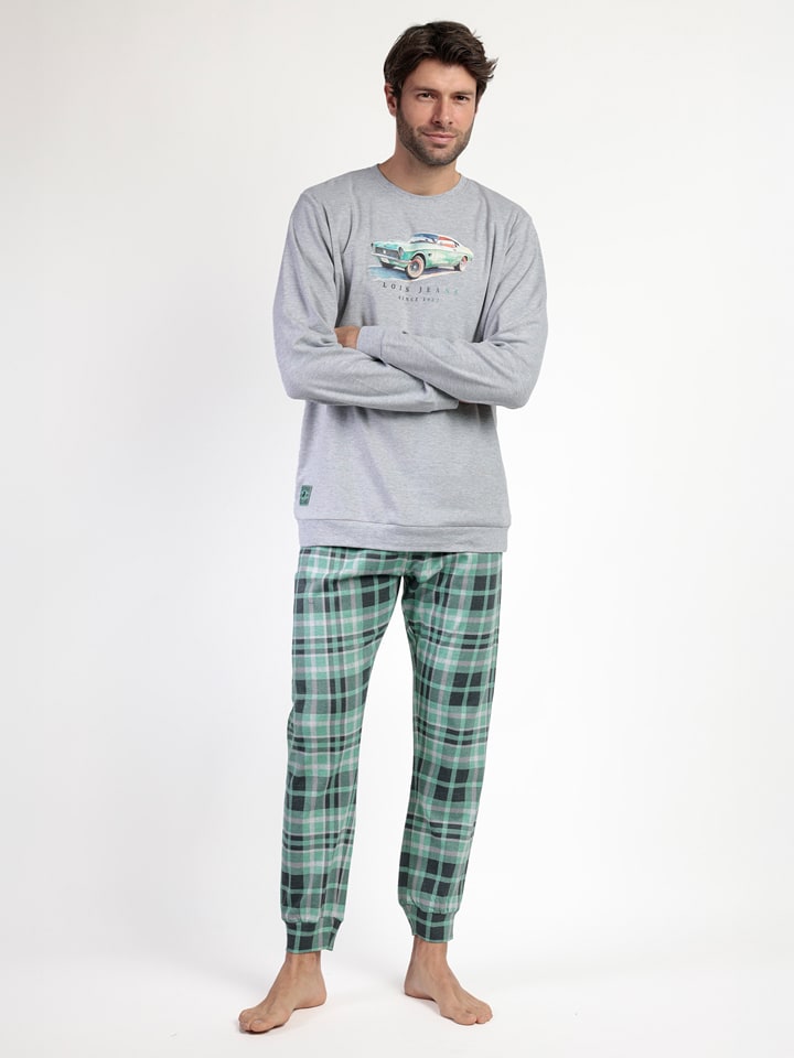 Lois Piżama "Vintage Car" w kolorze jasnoszaro-zielonym rozmiar: XL