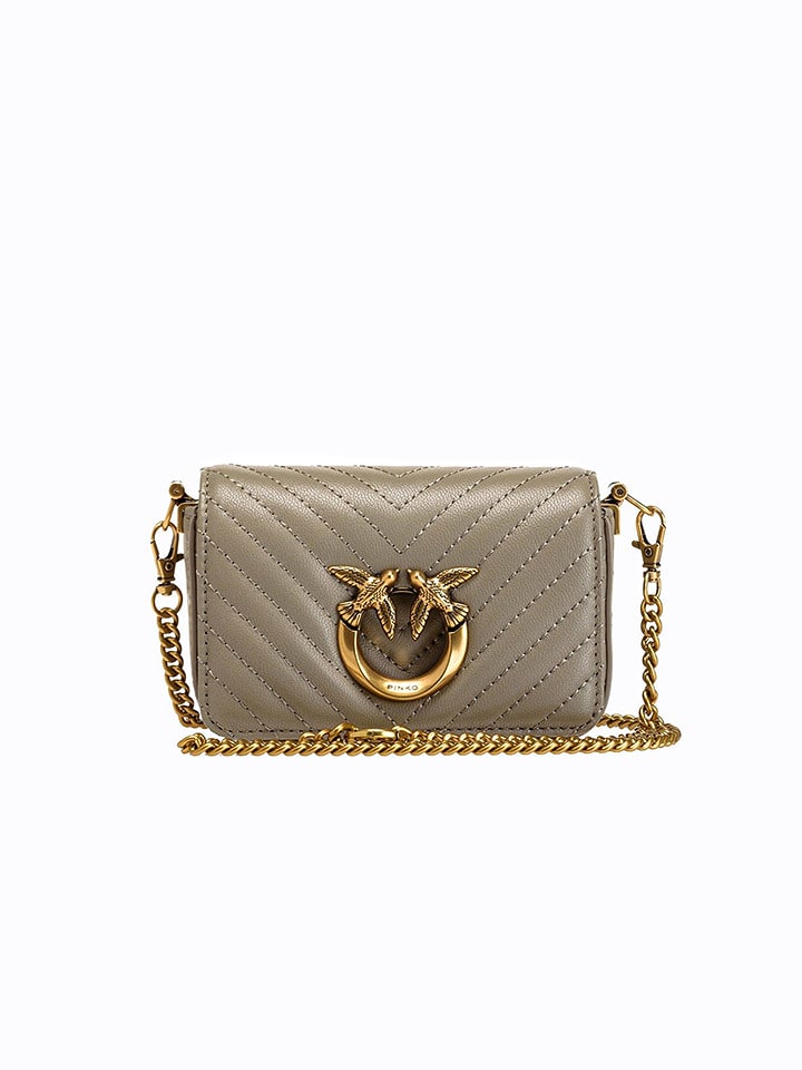 Pinko Skórzana torebka w kolorze szarym - 13 x 8 x 5 cm rozmiar: onesize