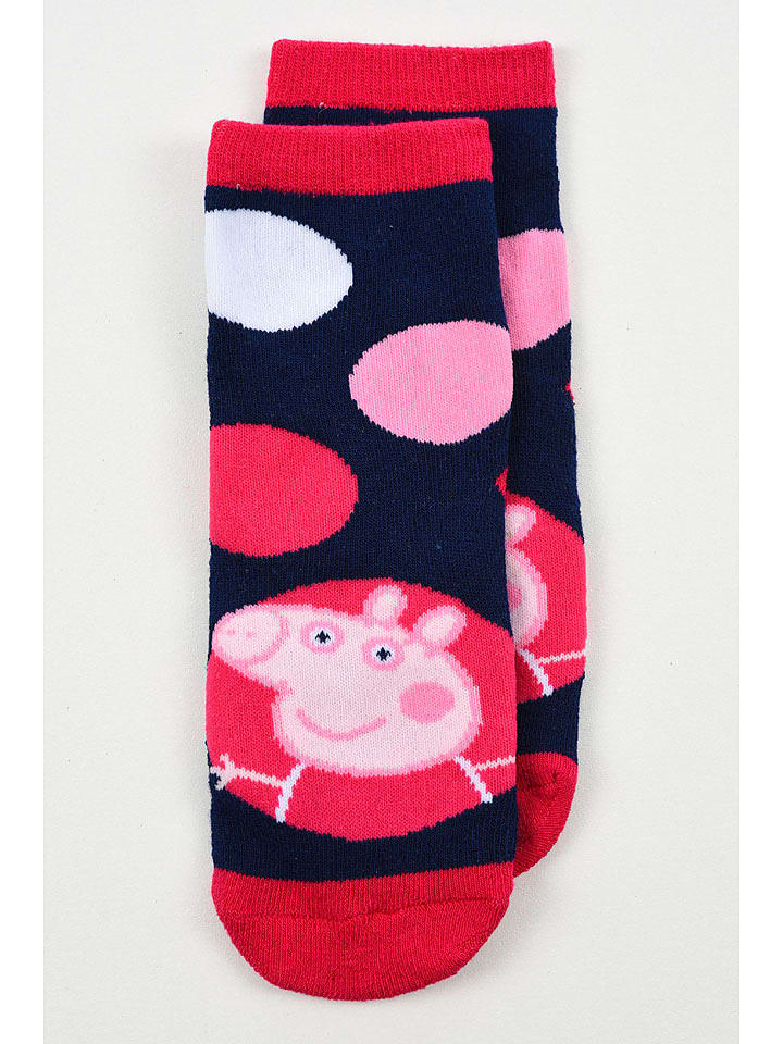 Peppa Pig Skarpety antypoślizgowe "Świnka Peppa" w kolorze granatowo-czerwonym rozmiar: 31-34