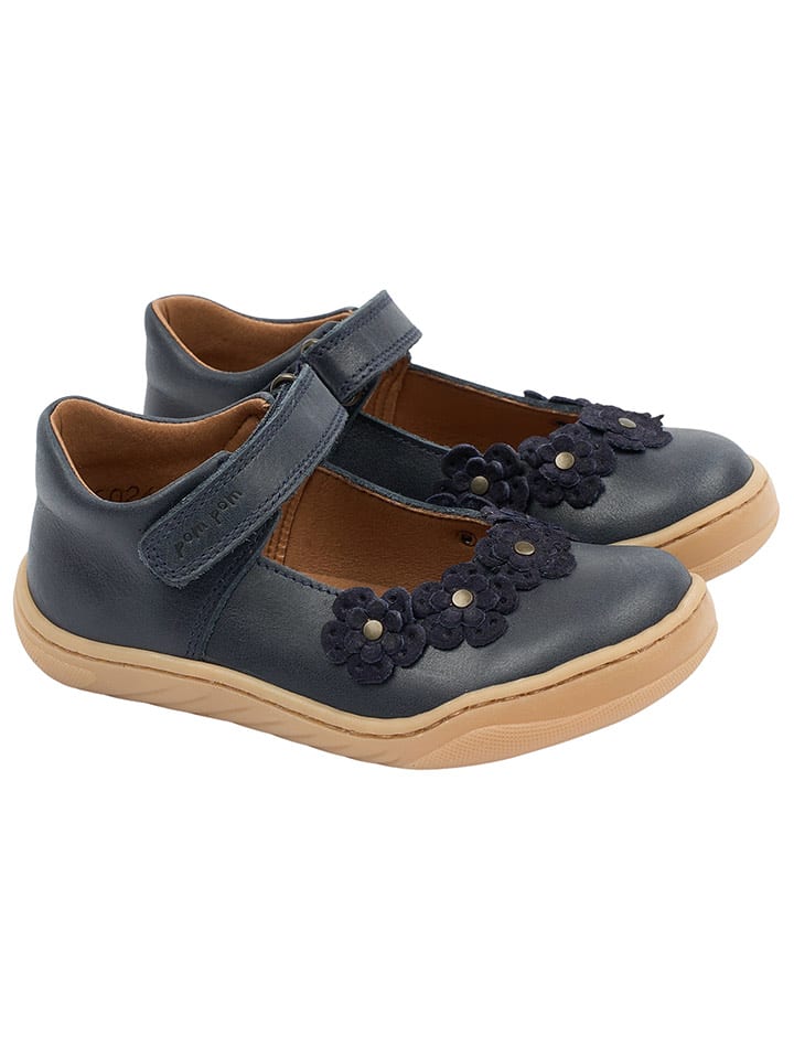 POM POM Skórzane buty w kolorze granatowym do chodzenia na boso rozmiar: 27