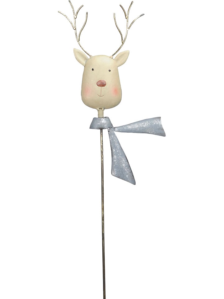 POSIWIO Dekoracja ogrodowa "Moose Head" w kolorze kremowo-błękitnym - 27 x 87,5 cm rozmiar: onesize