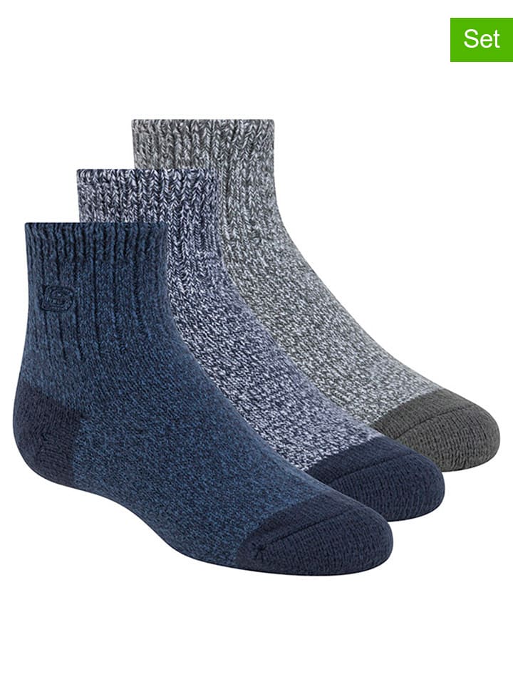 Skechers Skarpety (3 pary) w kolorze niebieskim i szarym rozmiar: 27,5-35,5