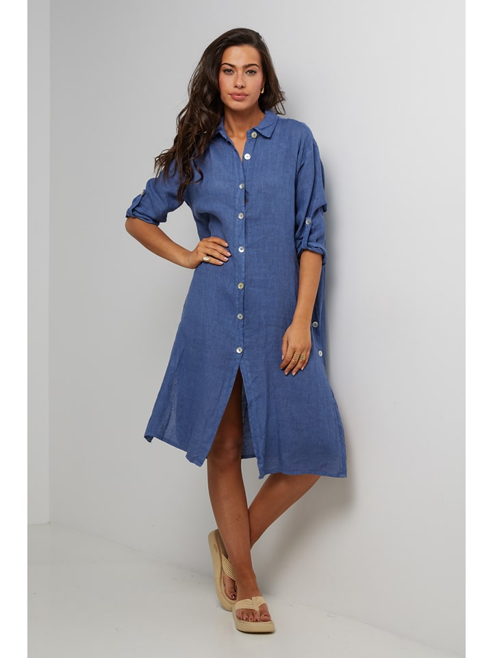 Le Monde du Lin Lniana sukienka w kolorze niebieskim rozmiar: 38/40