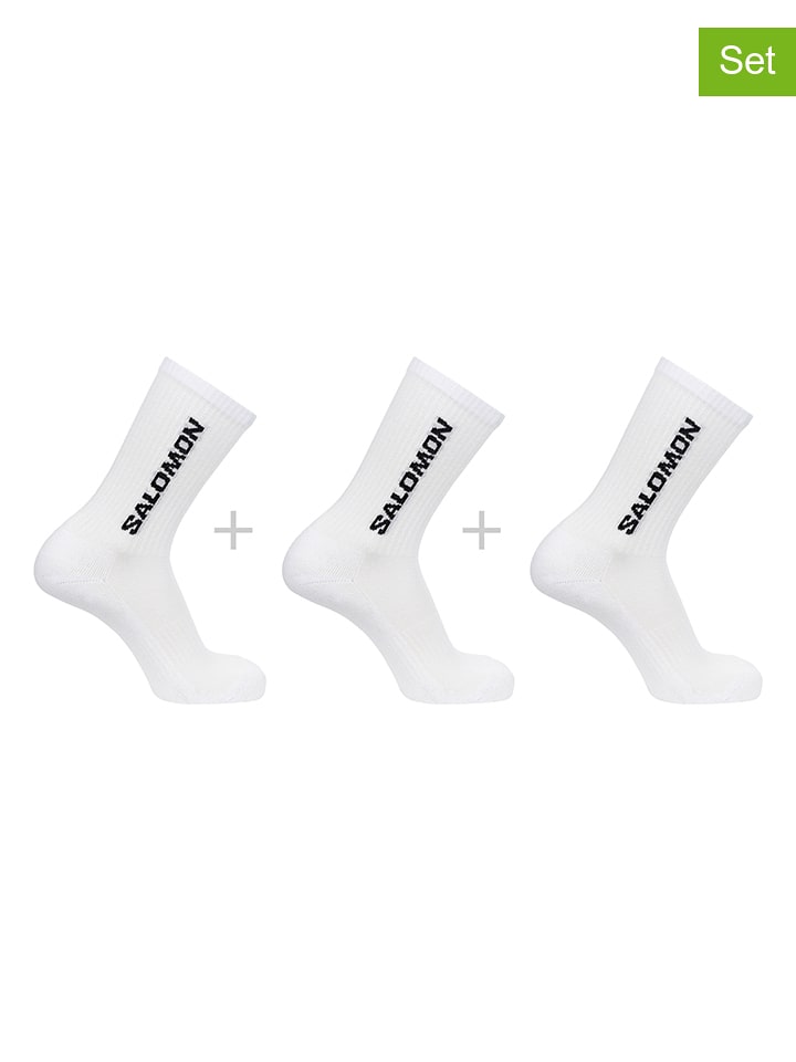 SALOMON Skarpety funkcyjne (3 pary) "Everyday Crew" w kolorze białym rozmiar: 42-44