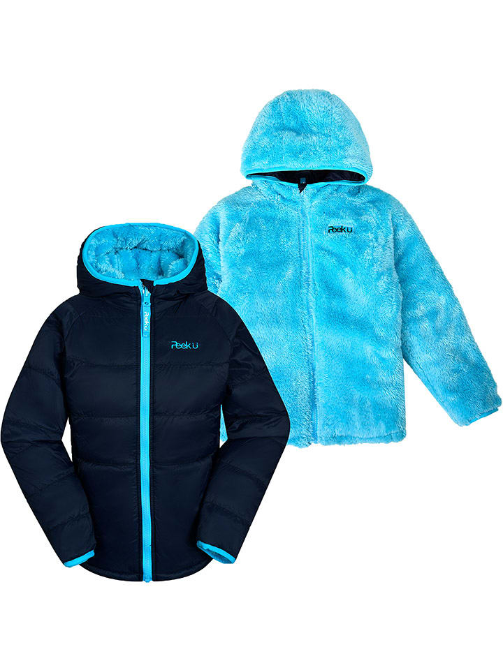 Peek U Dwustronna kurtka pikowana "Clover" w kolorze granatowo-turkusowym rozmiar: 140