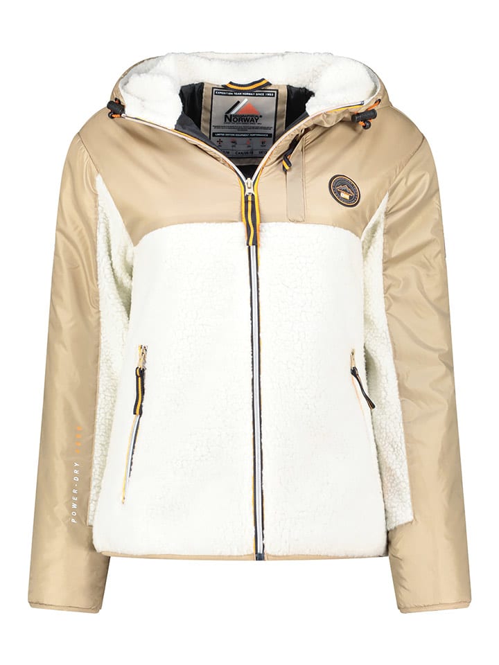 Geographical Norway Kurtka polarowa "Ulyssim" w kolorze beżowo-białym rozmiar: M