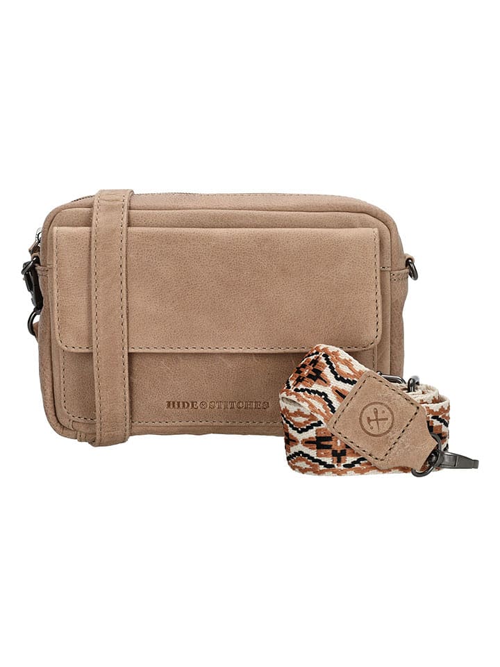 HIDE & STITCHES Skórzana torebka w kolorze beżowym - 21 x 14 x 4 cm rozmiar: onesize