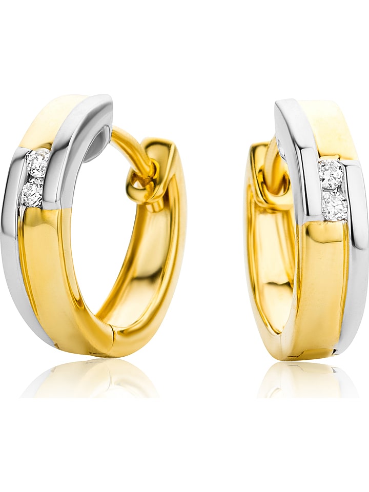 Revoni Złote kolczyki-kreole z diamentami rozmiar: onesize