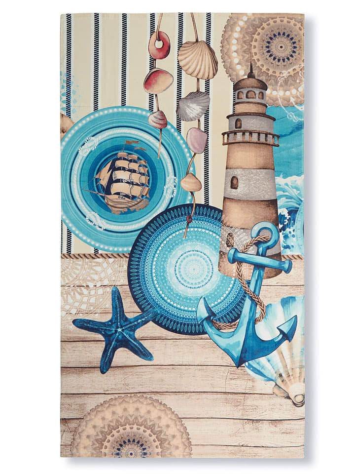 Hip Ręcznik plażowy "Aldiana" w kolorze beżowo-miętowym rozmiar: 100x180 cm