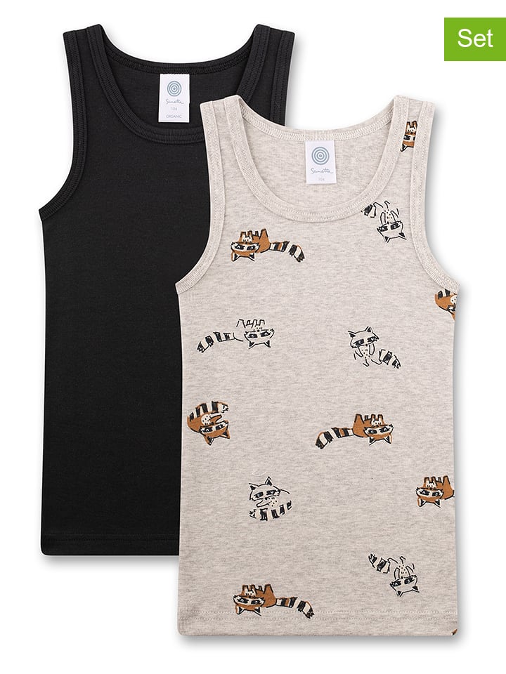 Sanetta Podkoszulki (2 szt.) w kolorze czarnym i beżowym rozmiar: 140