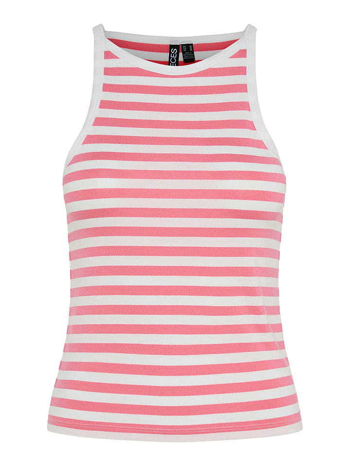 Pieces Top "Jane" w kolorze jasnoróżowo-białym rozmiar: M