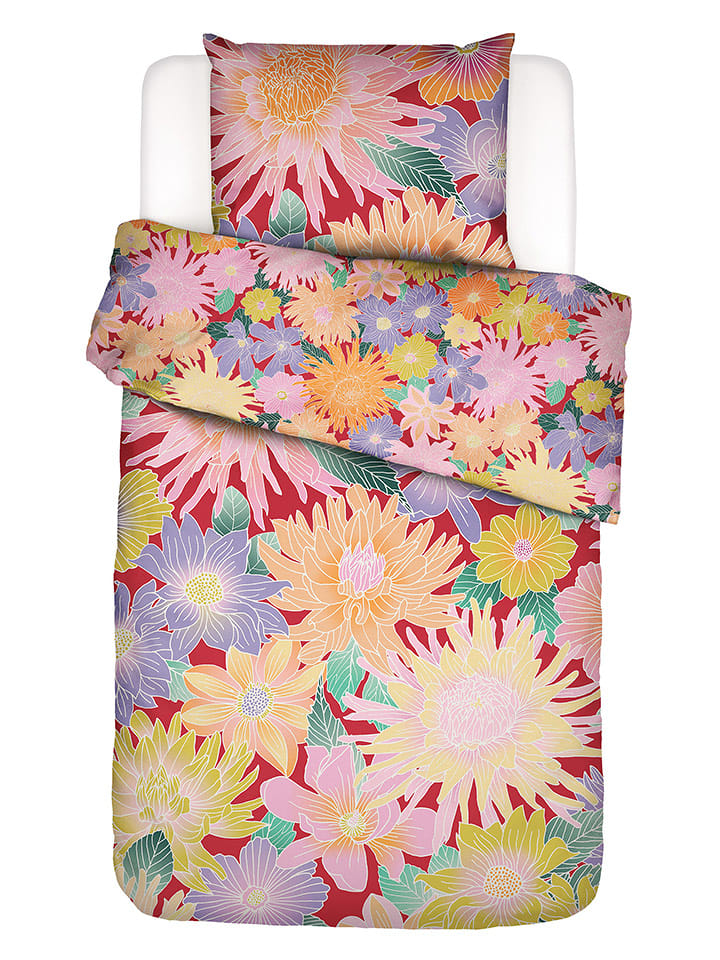 Essenza Komplet pościeli "Flower Fling" w kolorze czerwono-jasnoróżowym rozmiar: 140x220 cm