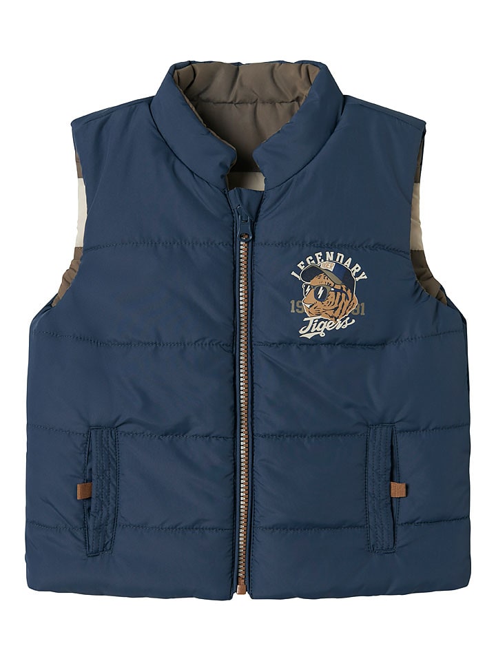 name it Kamizelka dwustronna "Moyo" w kolorze niebiesko-oliwkowym rozmiar: 122