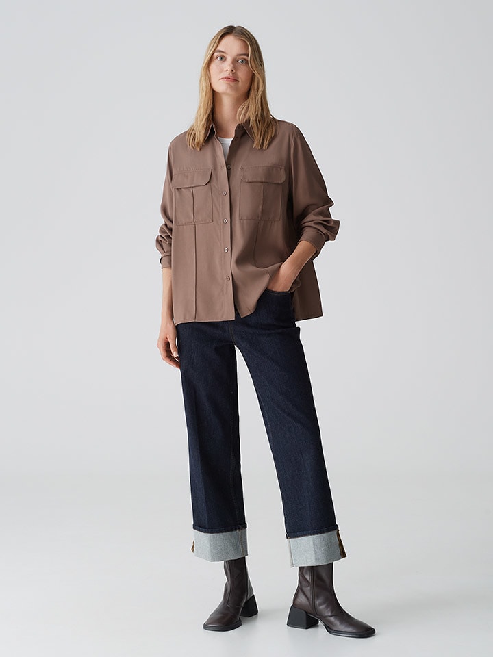 OPUS Koszula "Flara" w kolorze jasnobrązowym rozmiar: 40