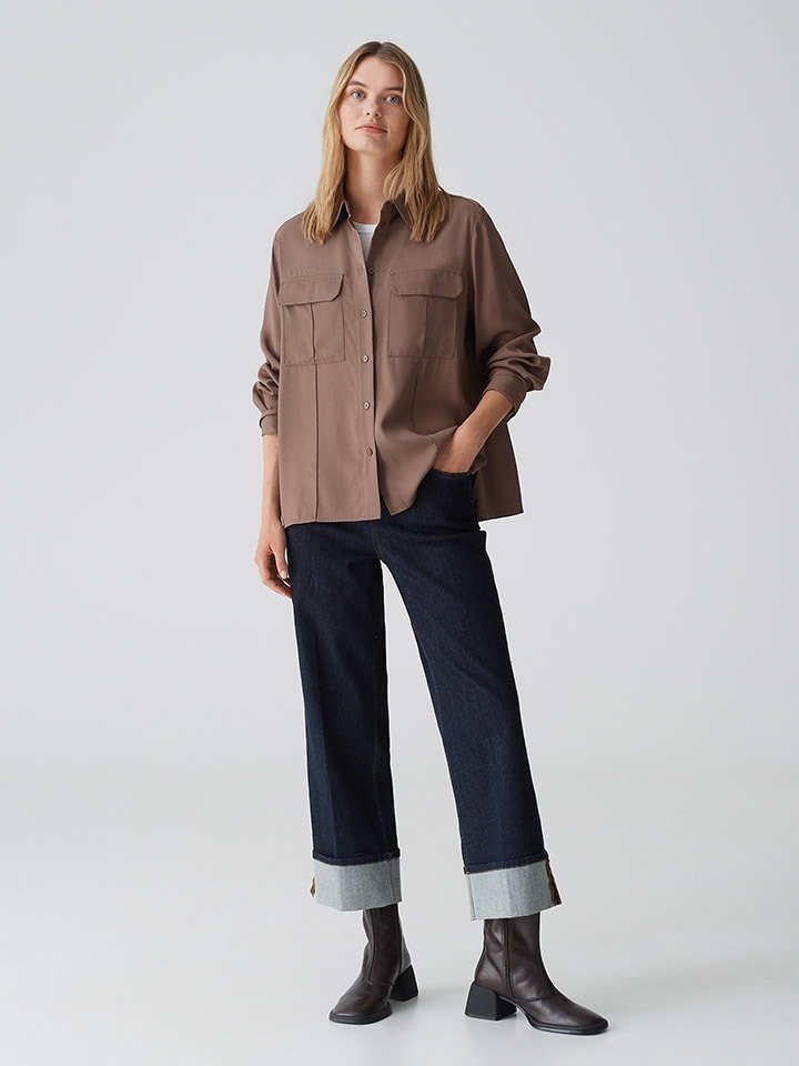 OPUS Koszula "Flara" w kolorze jasnobrązowym rozmiar: 40