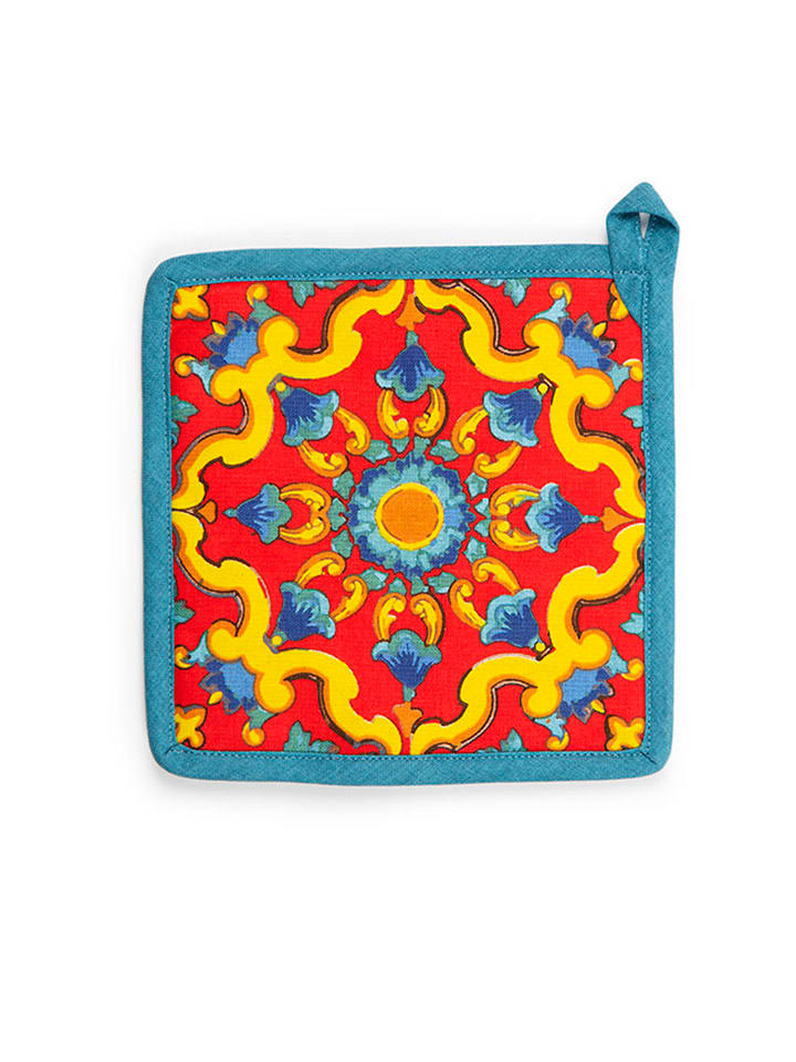 Trendy Kitchen by EXCÉLSA Łapka kuchenna "Trinacria" w kolorze czerwono-turkusowym - 20 x 20 cm rozmiar: onesize
