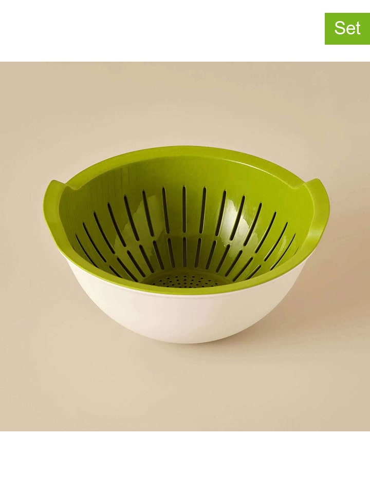 Violeta Home 2-częściowy zestaw w kolorze biało-zielonym - wys. 11 x Ø 25,5 cm rozmiar: onesize