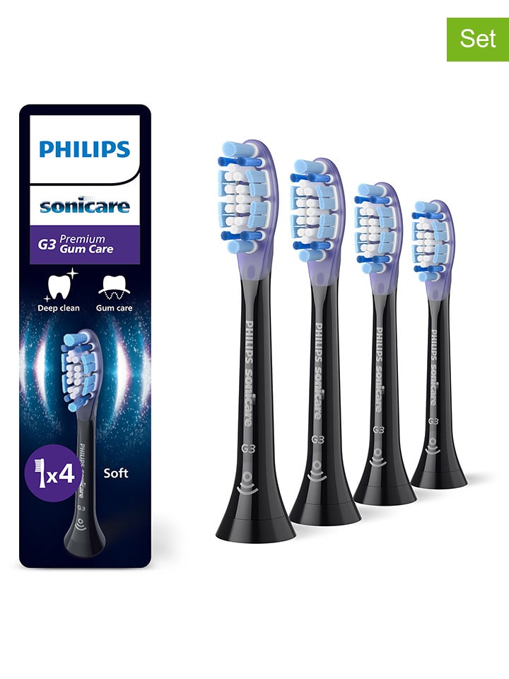 PHILIPS sonicare Wymienne końcówki (4 szt.) "Premium Gum Care" w kolorze czarnym rozmiar: onesize