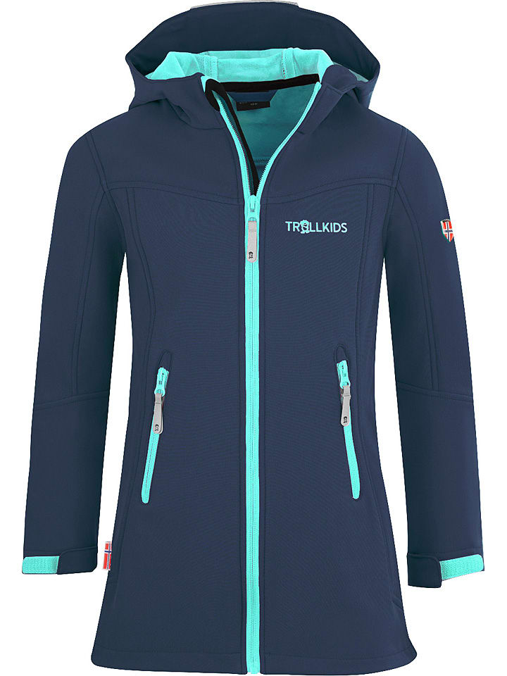 Trollkids Płaszcz softshellowy "Lillesand" w kolorze granatowym rozmiar: 110