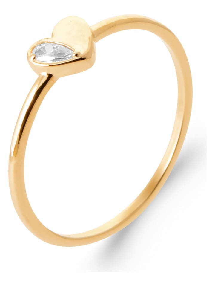 L'Atélier Précieux Pozłacany pierścionek z cyrkoniami rozmiar: 58