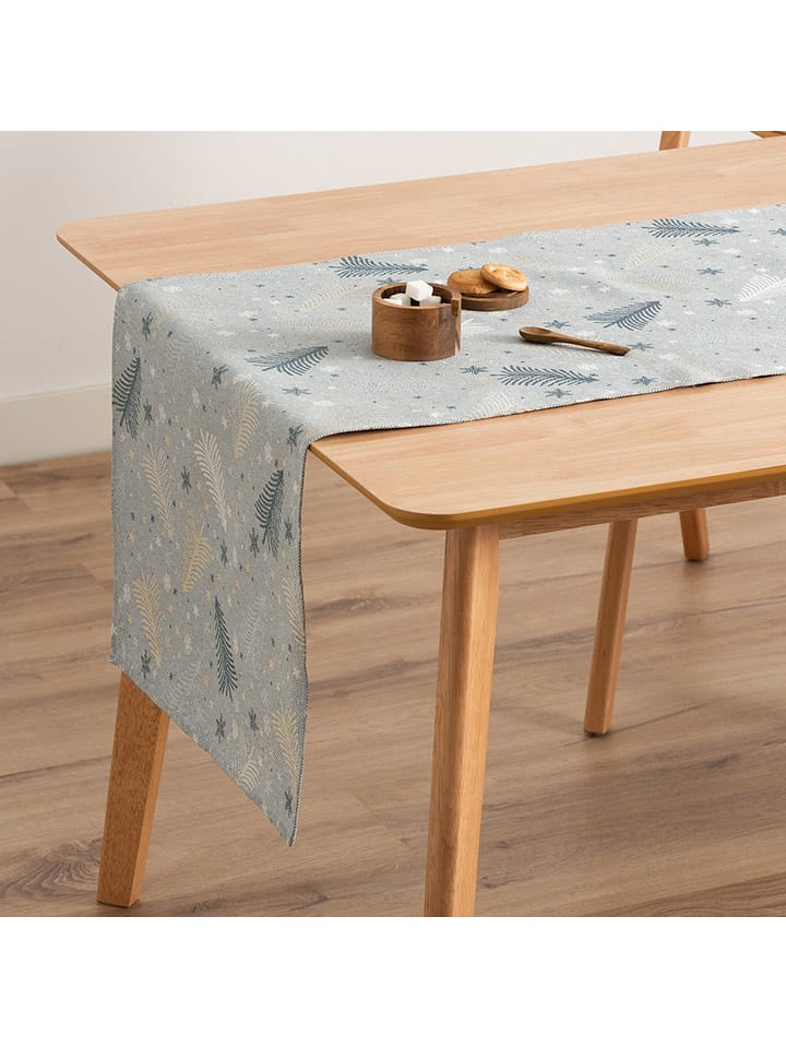 GAMUSI Bieżnik "Christree" w kolorze złoto-błękitnym rozmiar: 45x135 cm