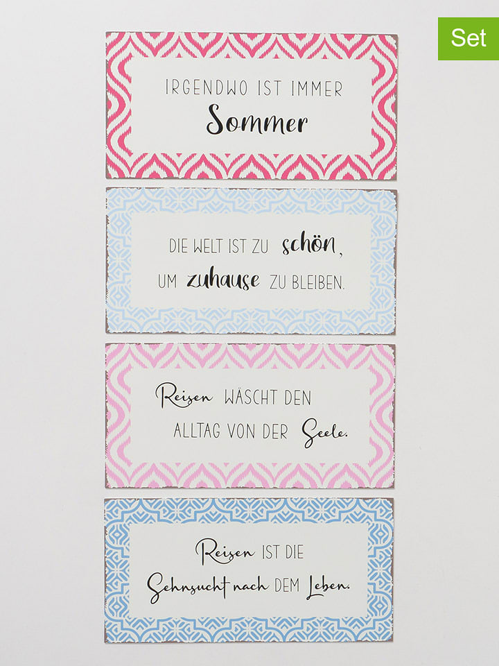 Boltze Tabliczki (4 szt.) w kolorze błękitno-jasnoróżowo-turkusowym - 40 x 20 cm rozmiar: onesize