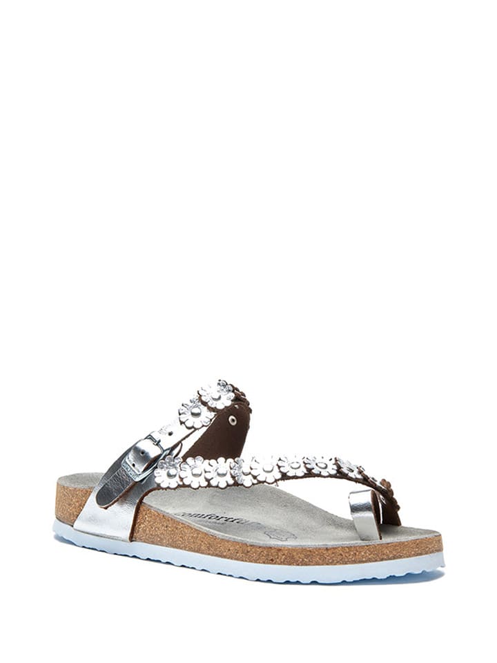 Comfortfusse Skórzane japonki w kolorze srebrnym rozmiar: 39