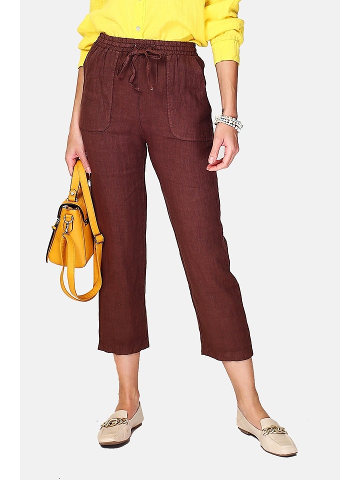 Le Jardin du Lin Lniane spodnie w kolorze brązowym rozmiar: 40