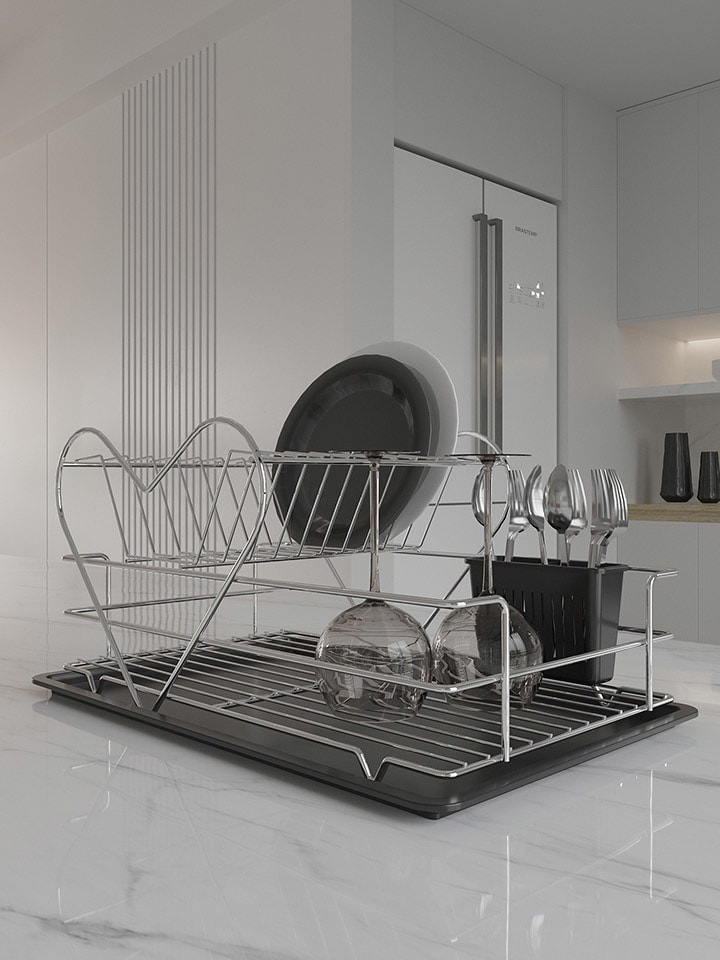 Violeta Home Suszarka w kolorze srebrnym do naczyń - 47 x 24 x 31 cm rozmiar: onesize