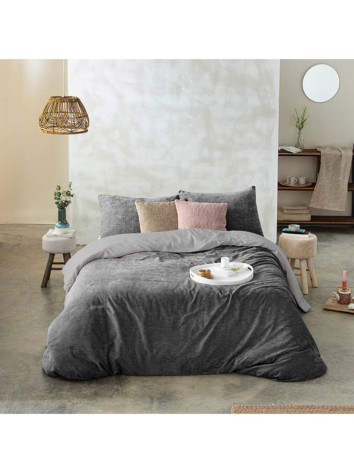 Monsun Pościel "Velvet" w kolorze szarym rozmiar: 200x200cm