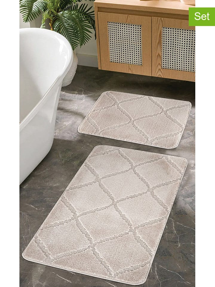 Colourful Cotton Dywaniki łazienkowe (2 szt.) "Cizgili" w kolorze beżowym rozmiar: onesize