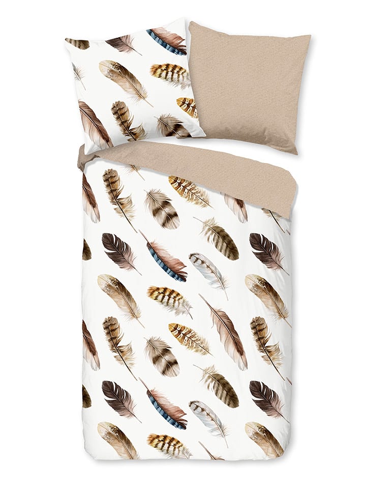 Good Morning Komplet pościeli "Fedra" w kolorze biało-beżowym rozmiar: 140x220 cm