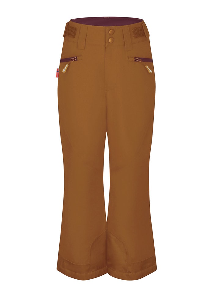 Trollkids Spodnie narciarskie "Rauland" w kolorze jasnobrązowym rozmiar: 152