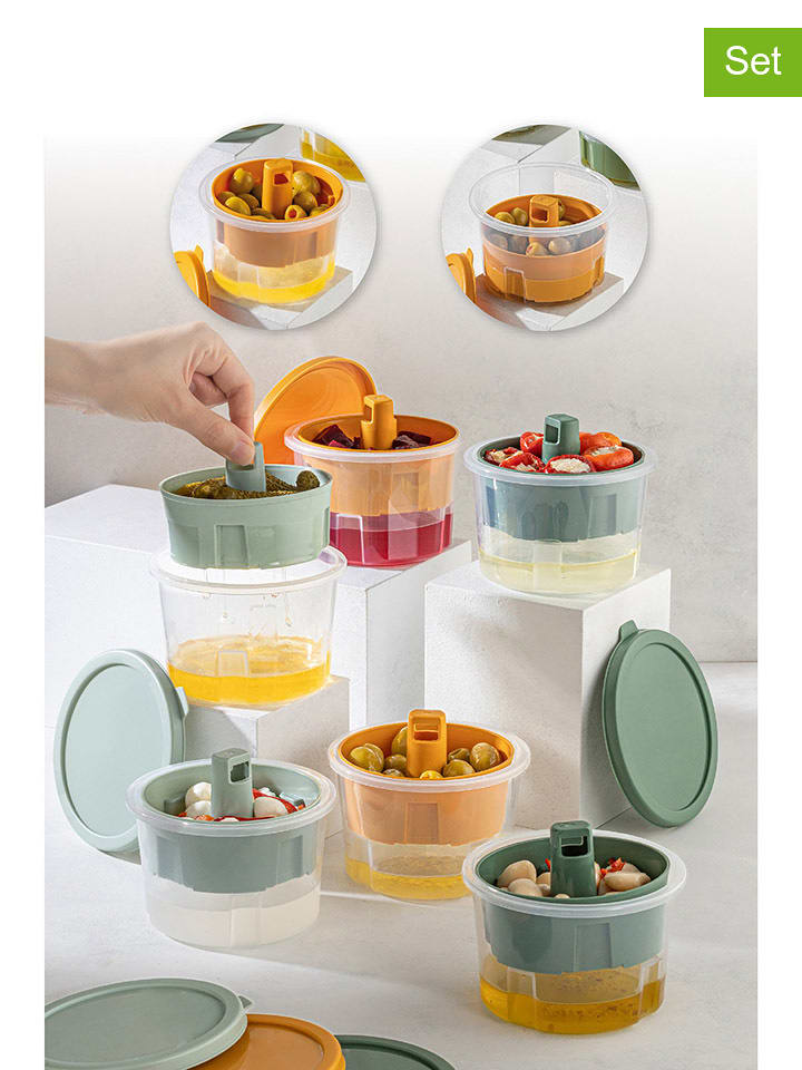 Violeta Home Pojemniki (6 szt.) w kolorze pomarańczowo-zielono-błękitnym - 650 ml rozmiar: onesize