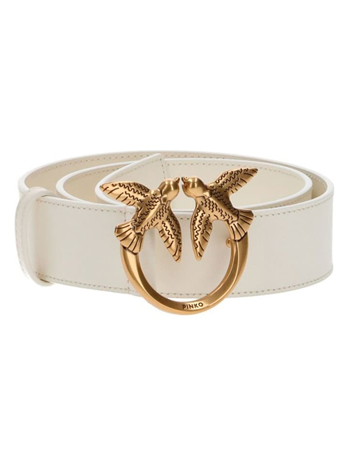 Pinko Skórzany pasek w kolorze kremowym rozmiar: 85