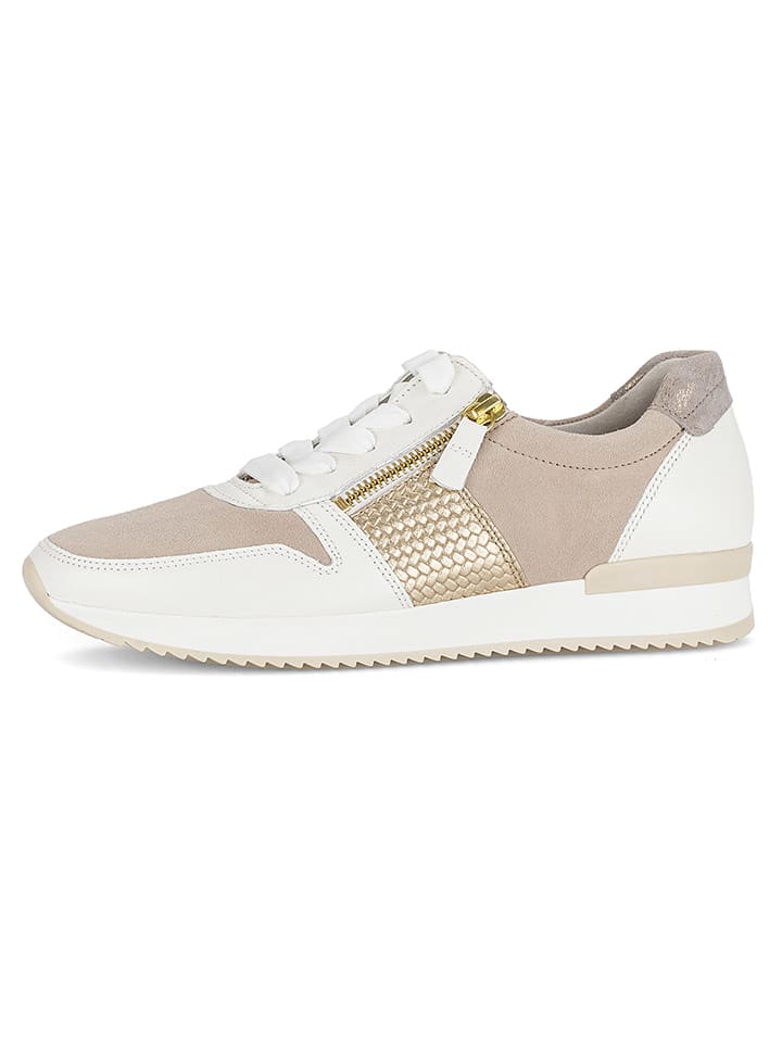 Gabor Skórzane sneakersy w kolorze biało-beżowym rozmiar: 38,5