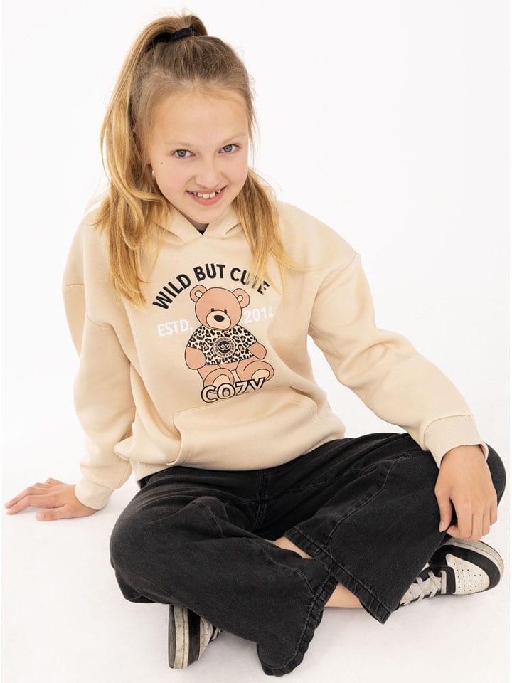 Zwillingsherz Bluza "Wild But Cute" w kolorze beżowym rozmiar: 134/140