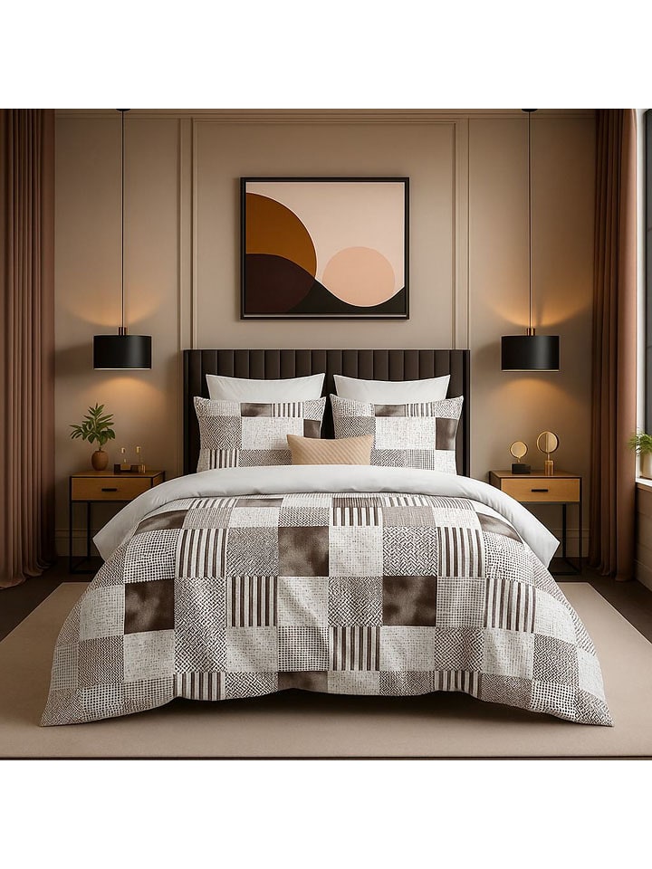Mijolnir Komplet pościeli w kolorze brązowo-kremowym rozmiar: 140x200 cm