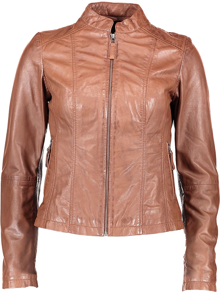 7eleven Skórzana kurtka "Cruz" w kolorze jasnobrązowym rozmiar: 40