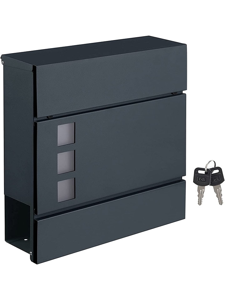 Songmics Skrzynka w kolorze antracytowym na listy - 37 x 37 x 10,5 cm rozmiar: onesize