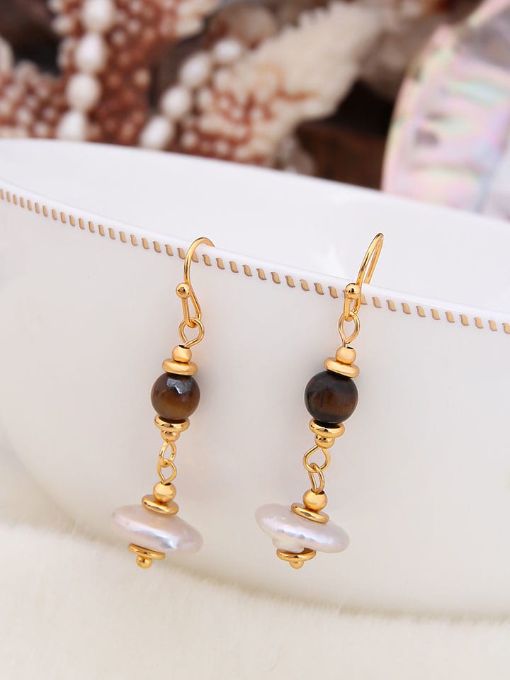 Pierres de Jade Pozłacane kolczyki-wkrętki z masą perłową rozmiar: onesize