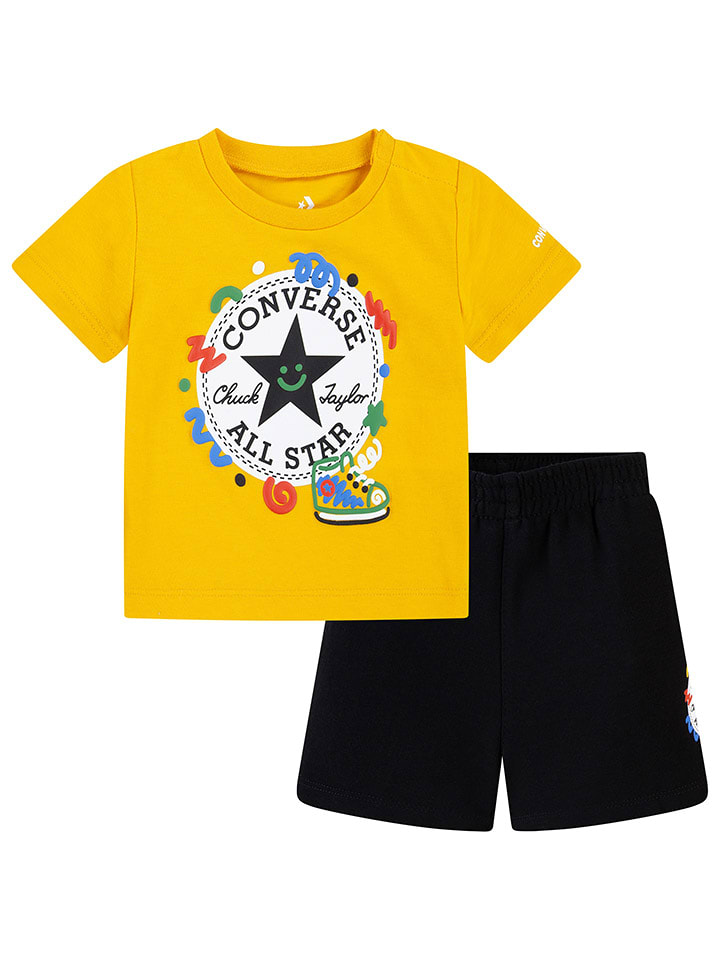 Converse 2-częściowy zestaw w kolorze czarno-żółtym ze wzorem rozmiar: 62/68