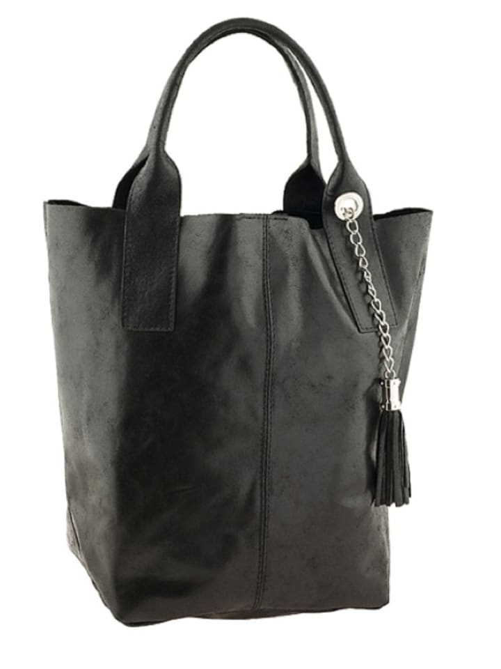 ORE10 Skórzany shopper bag "Laura" w kolorze czarnym - 38 x 41 x 20 cm rozmiar: onesize
