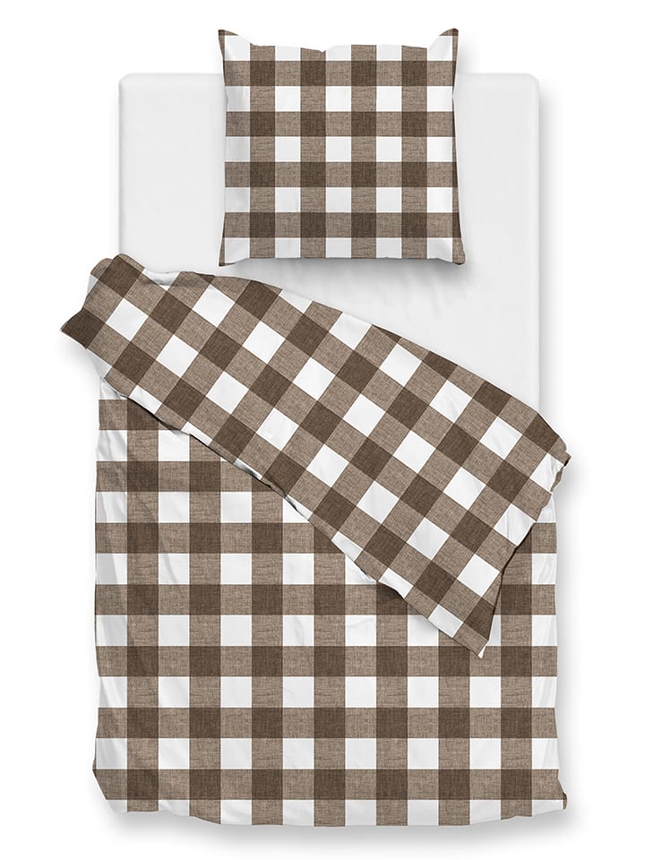 Zo!Home Komplet pościeli "Quattro di Lino" w kolorze biało-szarobrązowym rozmiar: 135x200 cm