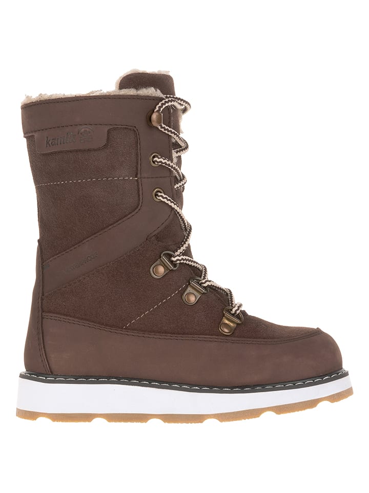 Kamik Skórzane kozaki zimowe "Risez" w kolorze brązowym rozmiar: 33