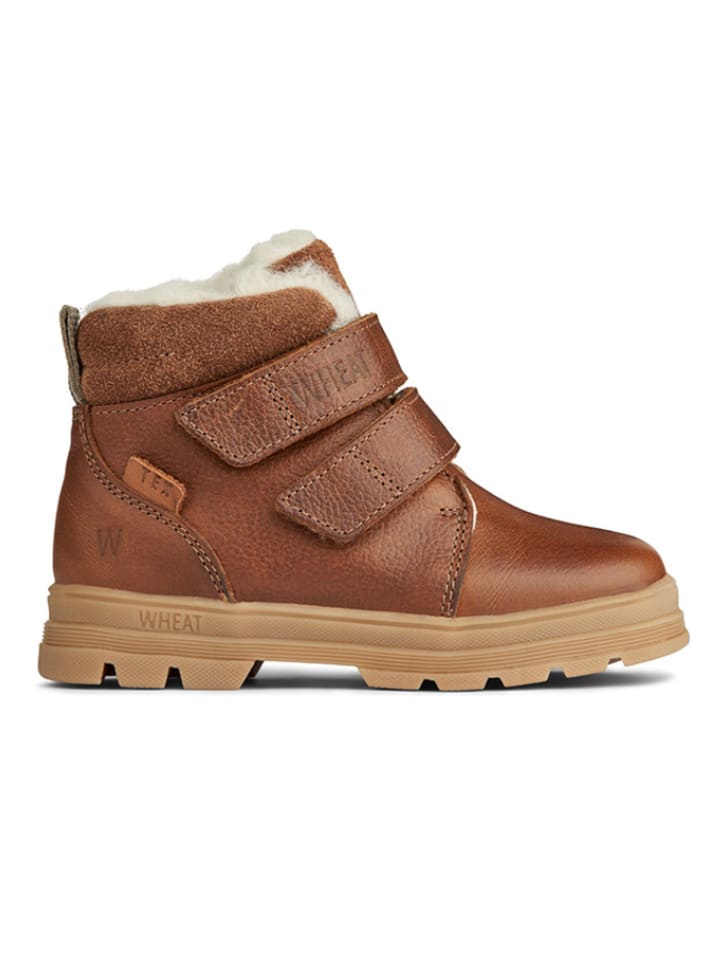 Wheat Skórzane botki zimowe w kolorze jasnobrązowym rozmiar: 33