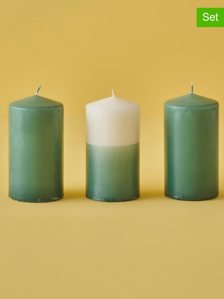 BELLA MAISON Świece (3 szt.) "Hill Baton Mum" w kolorze zielonym - wys. 11 x Ø 5 cm rozmiar: onesize