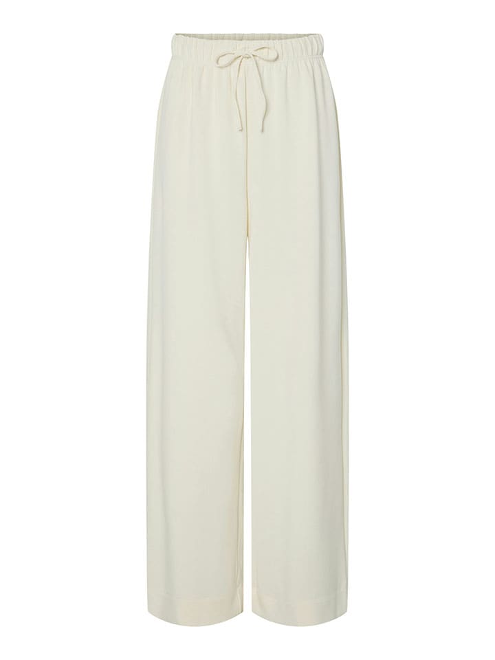 YAS Spodnie w kolorze kremowym rozmiar: M