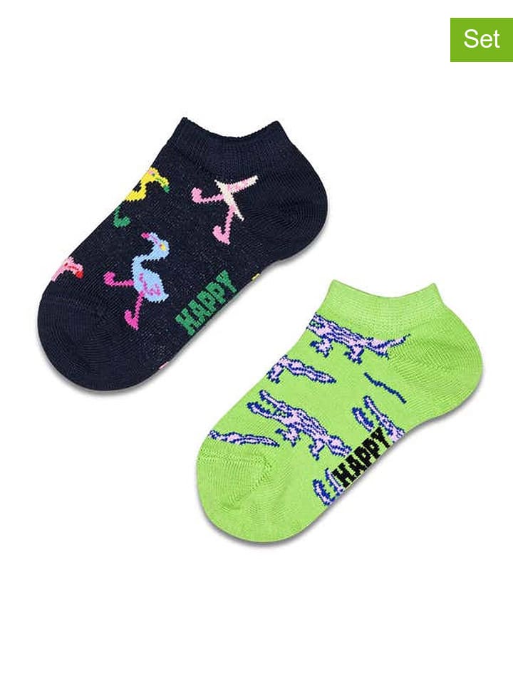 Happy Socks Skarpety (2 pary) "Animals" w kolorze czarno-jasnozielonym rozmiar: 28-31