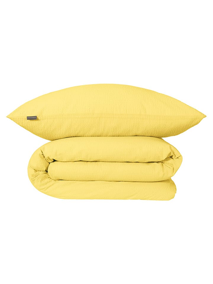 Schiesser Komplet pościeli "Laura" w kolorze żółtym z kory rozmiar: 135x200 cm